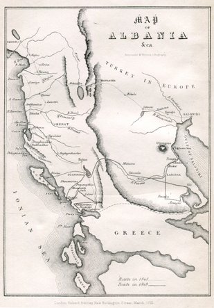 Frontispiece map, from Lear's Travels of a Landscape Painter in Albania, &c.