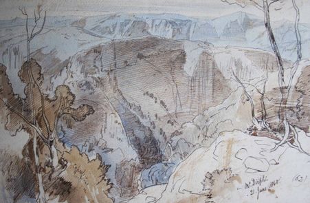 Mount Dirphys, Euboea, watercolour, 21 June 1848.  Private collection.